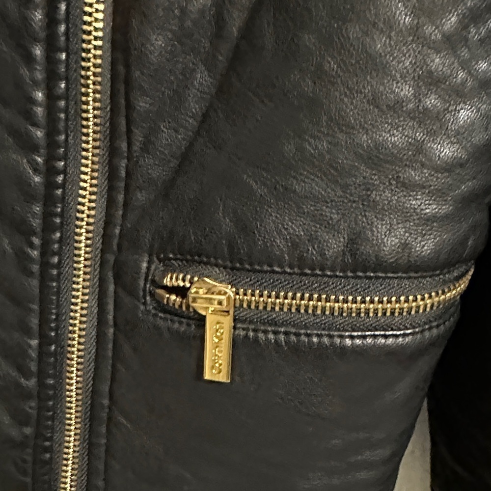 Calvin Klein Black Leather Biker Jacket - Picture 5 of 16